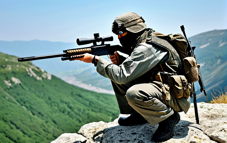 **Prompt:** A fully geared tactical expert in a ghillie suit, perched atop a rocky cliff overlooking a valley, holding a Kar98k sniper rifle with a 6x scope, landscape background, appropriate attire, safe for work, professional setting, perfect anatomy, correct proportions, natural pose, well-formed hands, proper finger count, natural body proportions, fully clothed.